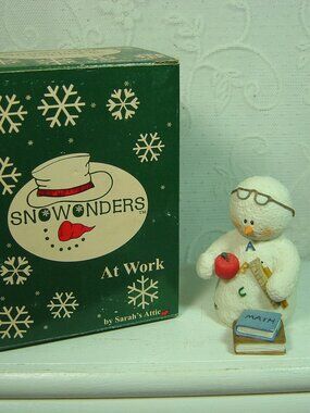 Sarah's Attic Snowonders snowman figurine-"Home Work" with box-1998